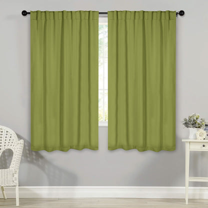 Solid Room Darkening Blackout Curtain Panels. Back Tabs. Set of 2