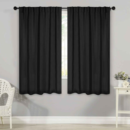 Solid Room Darkening Blackout Curtain Panels. Back Tabs. Set of 2