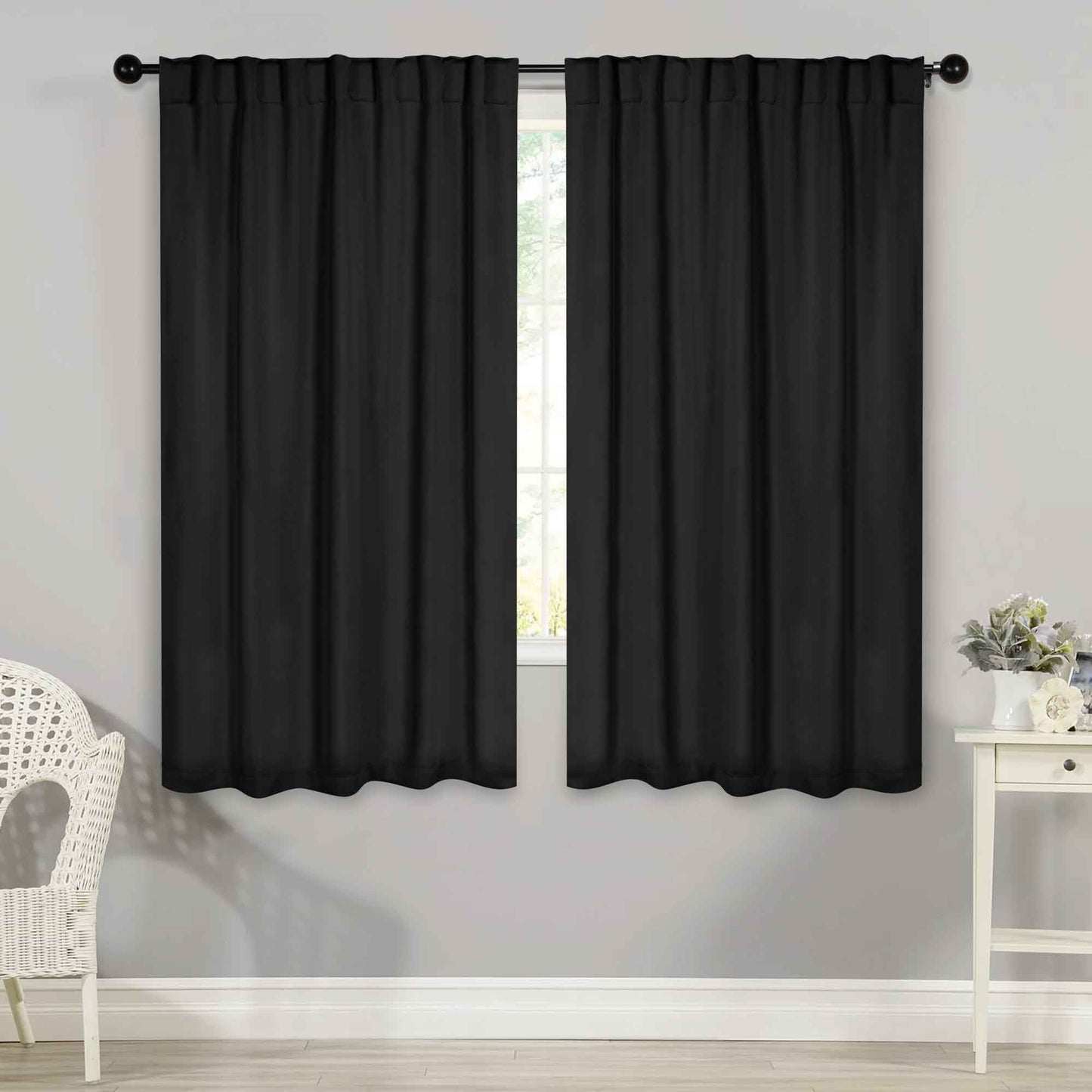 Solid Room Darkening Blackout Curtain Panels. Back Tabs. Set of 2