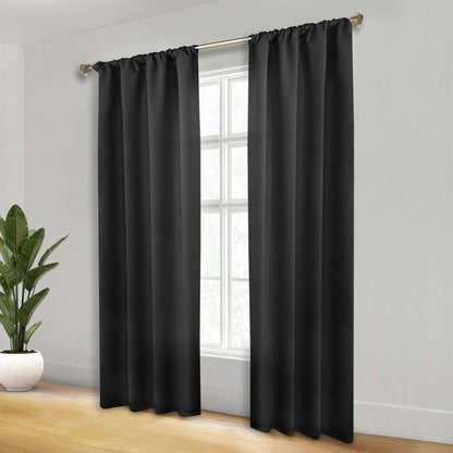 Solid Room Darkening Rod Pocket Blackout Curtain Panels. Set of 2