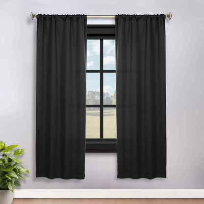 Solid Room Darkening Rod Pocket Blackout Curtain Panels. Set of 2