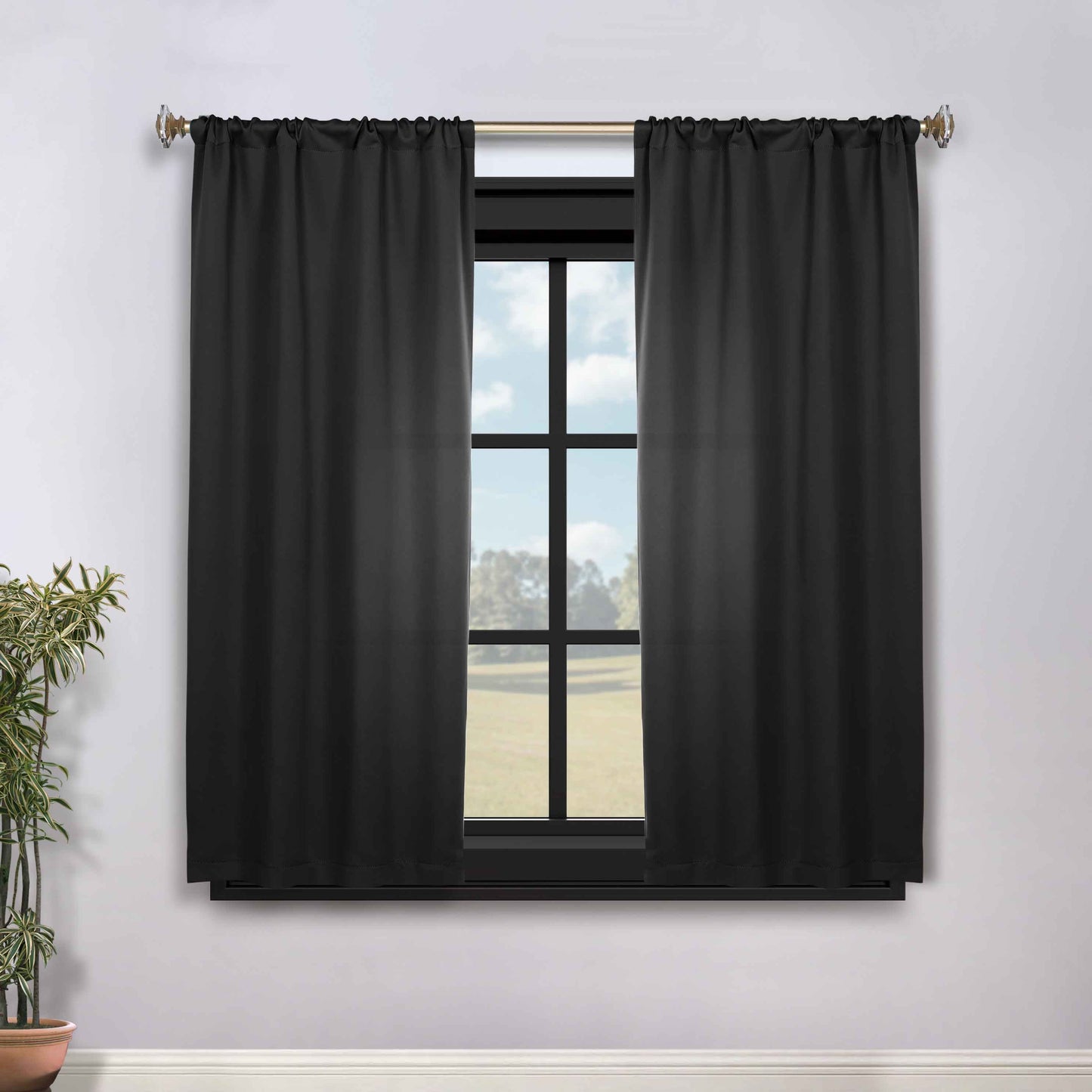 Solid Room Darkening Rod Pocket Blackout Curtain Panels. Set of 2