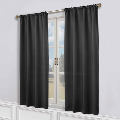 Solid Room Darkening Rod Pocket Blackout Curtain Panels. Set of 2