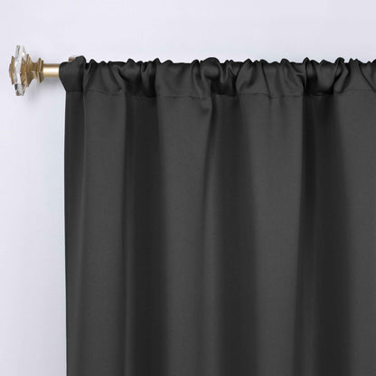 Solid Room Darkening Rod Pocket Blackout Curtain Panels. Set of 2