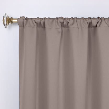 Solid Room Darkening Rod Pocket Blackout Curtain Panels. Set of 2