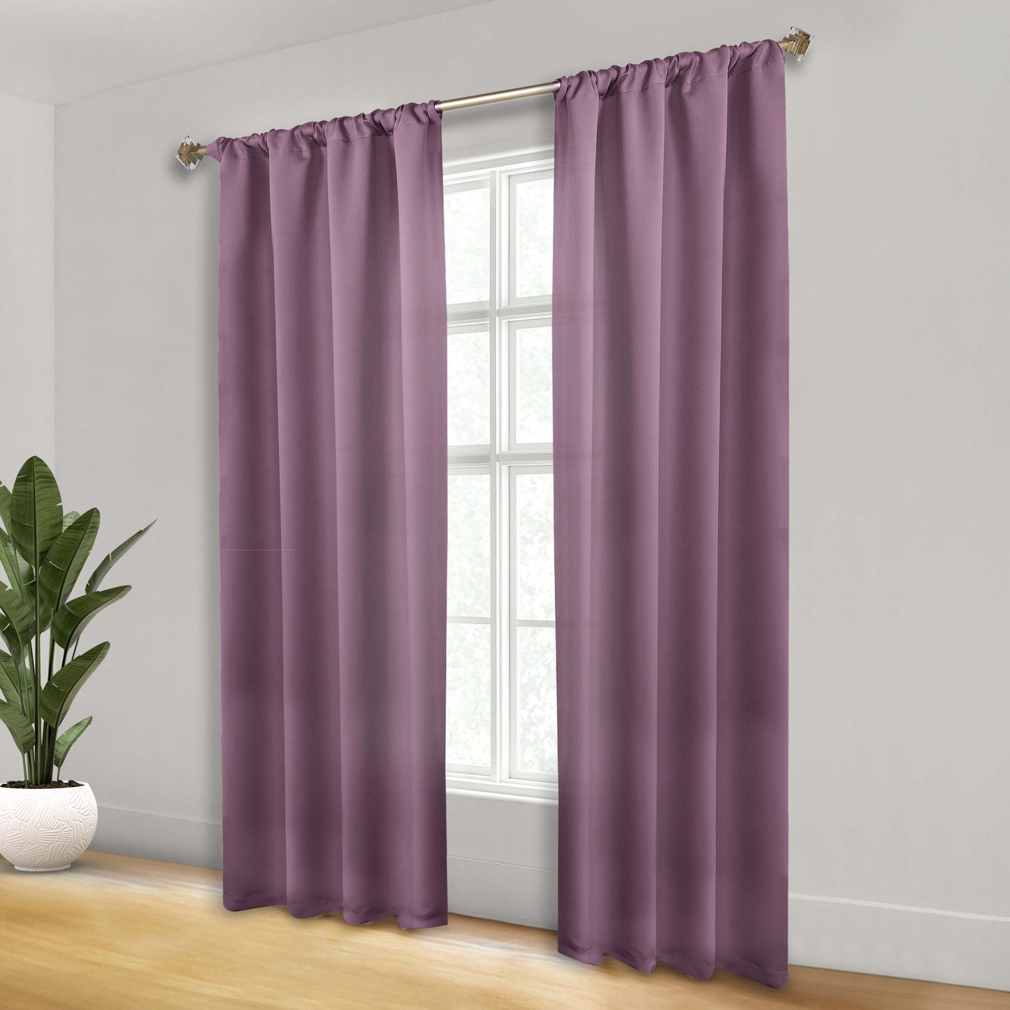 Solid Room Darkening Rod Pocket Blackout Curtain Panels. Set of 2