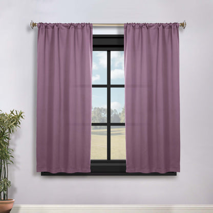 Solid Room Darkening Rod Pocket Blackout Curtain Panels. Set of 2