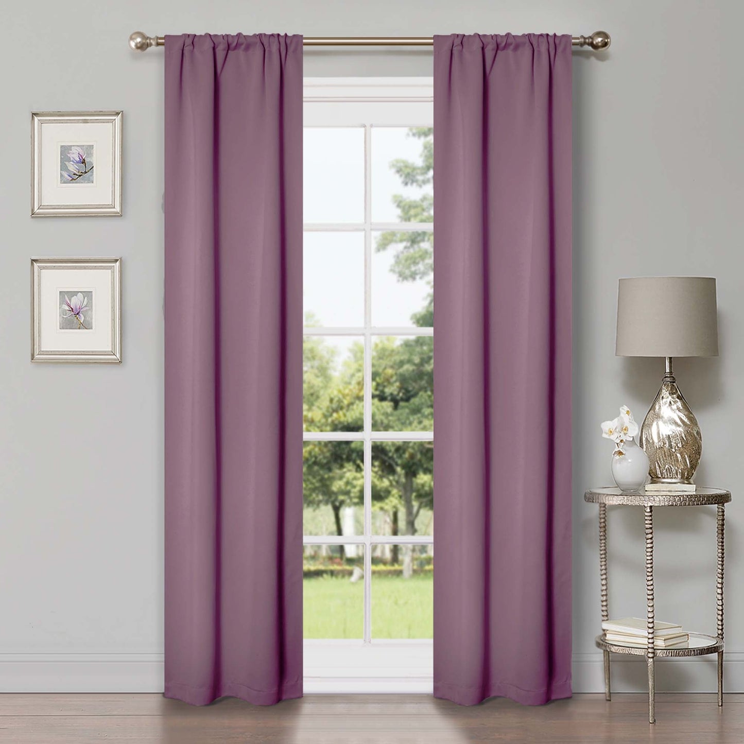 Solid Room Darkening Rod Pocket Blackout Curtain Panels. Set of 2