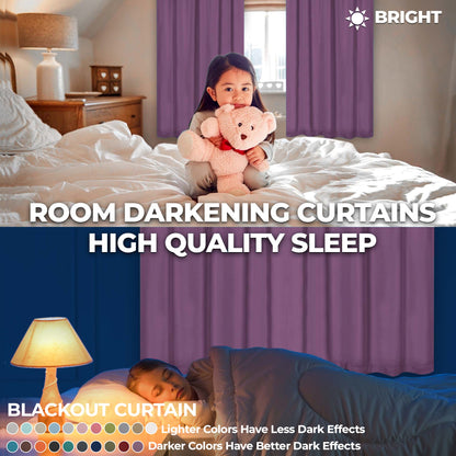 Solid Room Darkening Rod Pocket Blackout Curtain Panels. Set of 2