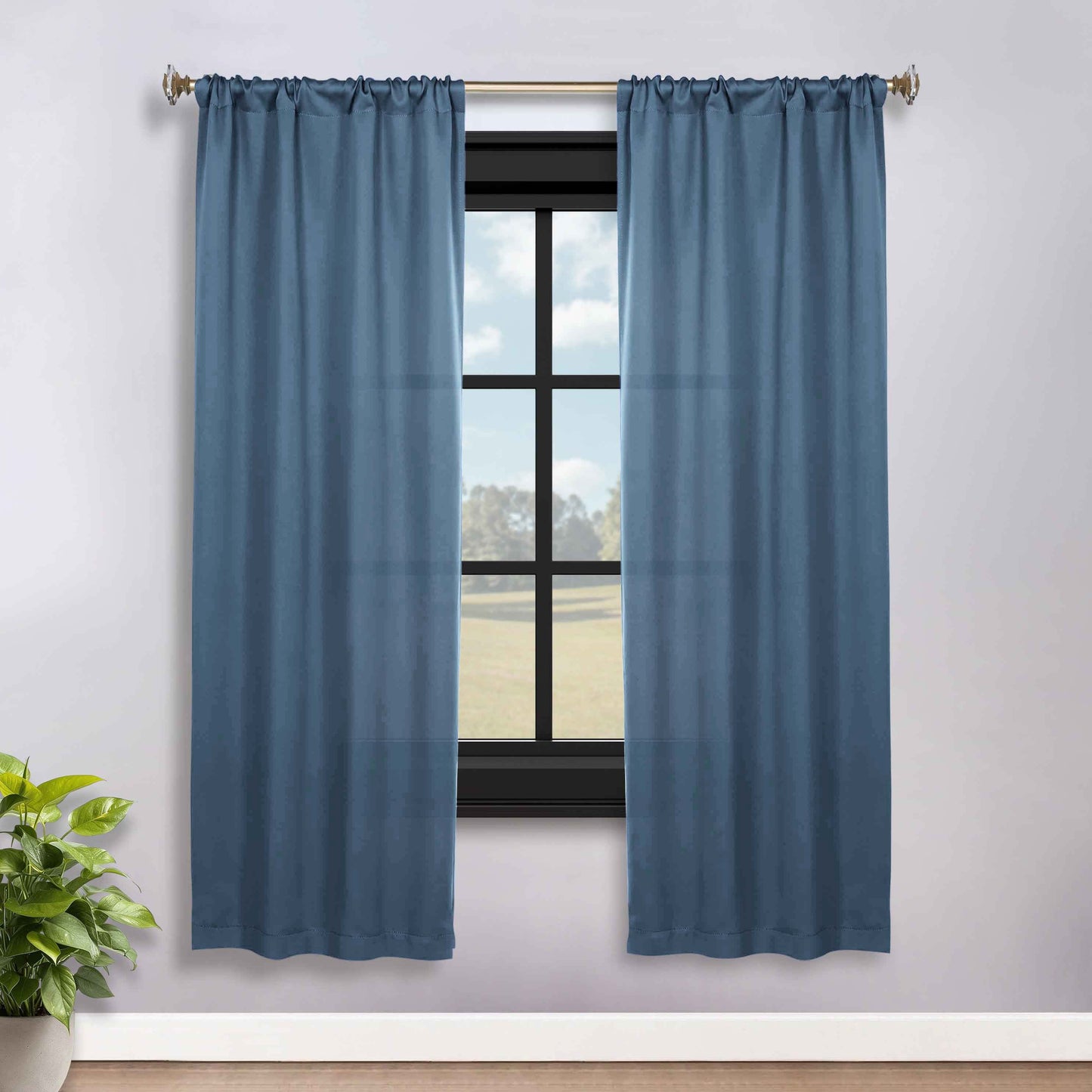 Solid Room Darkening Rod Pocket Blackout Curtain Panels. Set of 2