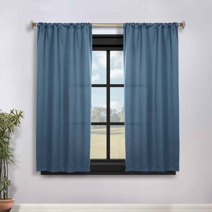 Solid Room Darkening Rod Pocket Blackout Curtain Panels. Set of 2