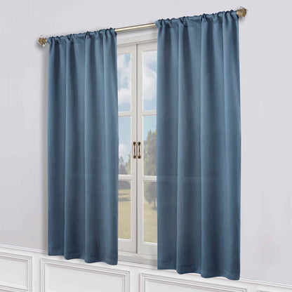 Solid Room Darkening Rod Pocket Blackout Curtain Panels. Set of 2