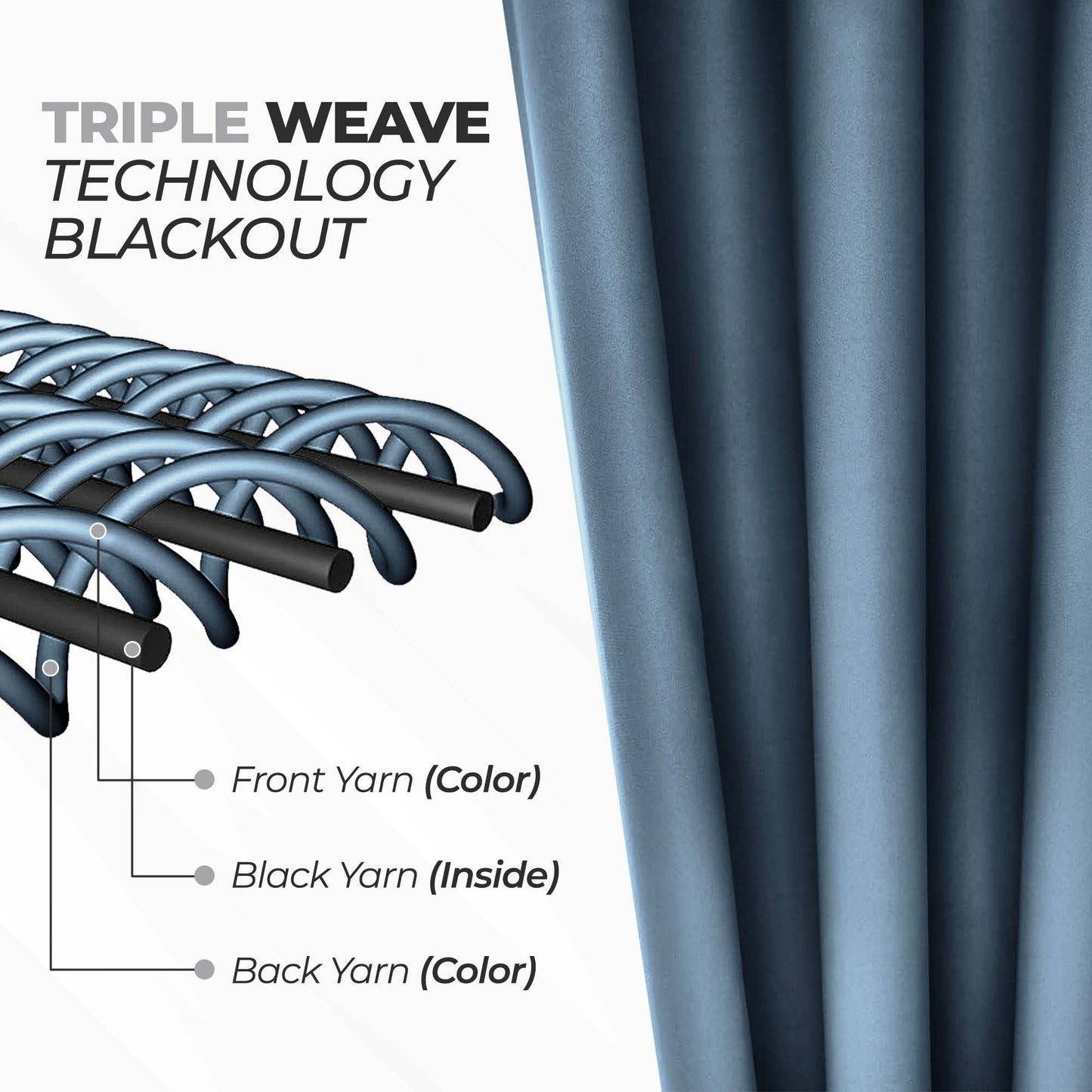 Solid Room Darkening Rod Pocket Blackout Curtain Panels. Set of 2