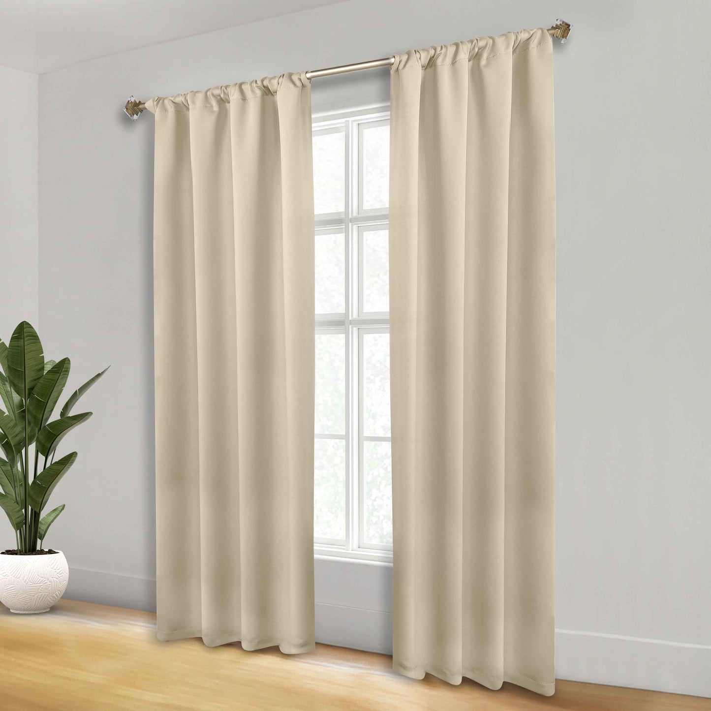 Solid Room Darkening Rod Pocket Blackout Curtain Panels. Set of 2