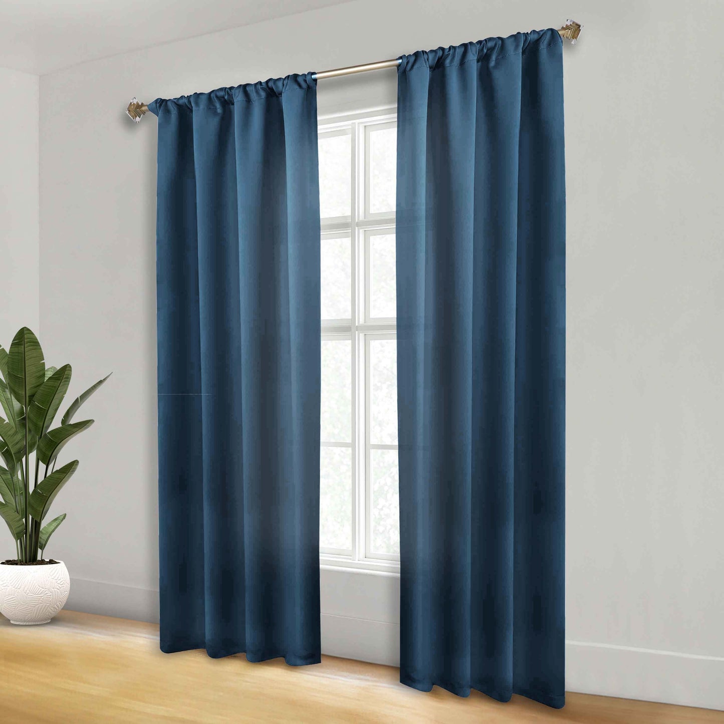 Solid Room Darkening Rod Pocket Blackout Curtain Panels. Set of 2