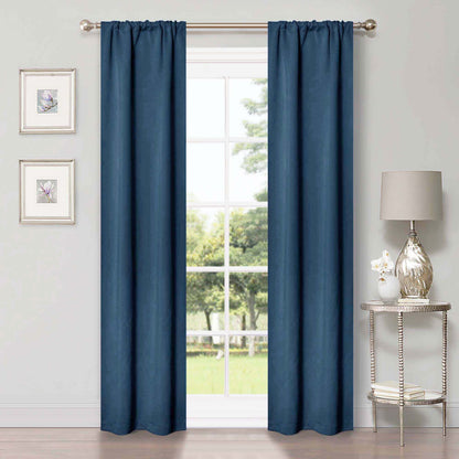 Solid Room Darkening Rod Pocket Blackout Curtain Panels. Set of 2