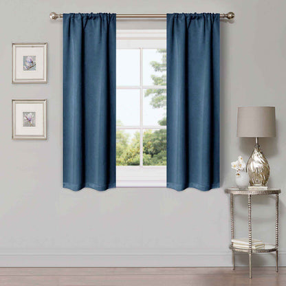 Solid Room Darkening Rod Pocket Blackout Curtain Panels. Set of 2