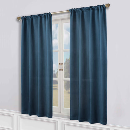 Solid Room Darkening Rod Pocket Blackout Curtain Panels. Set of 2