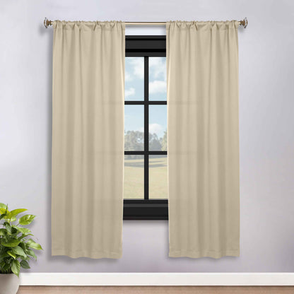 Solid Room Darkening Rod Pocket Blackout Curtain Panels. Set of 2