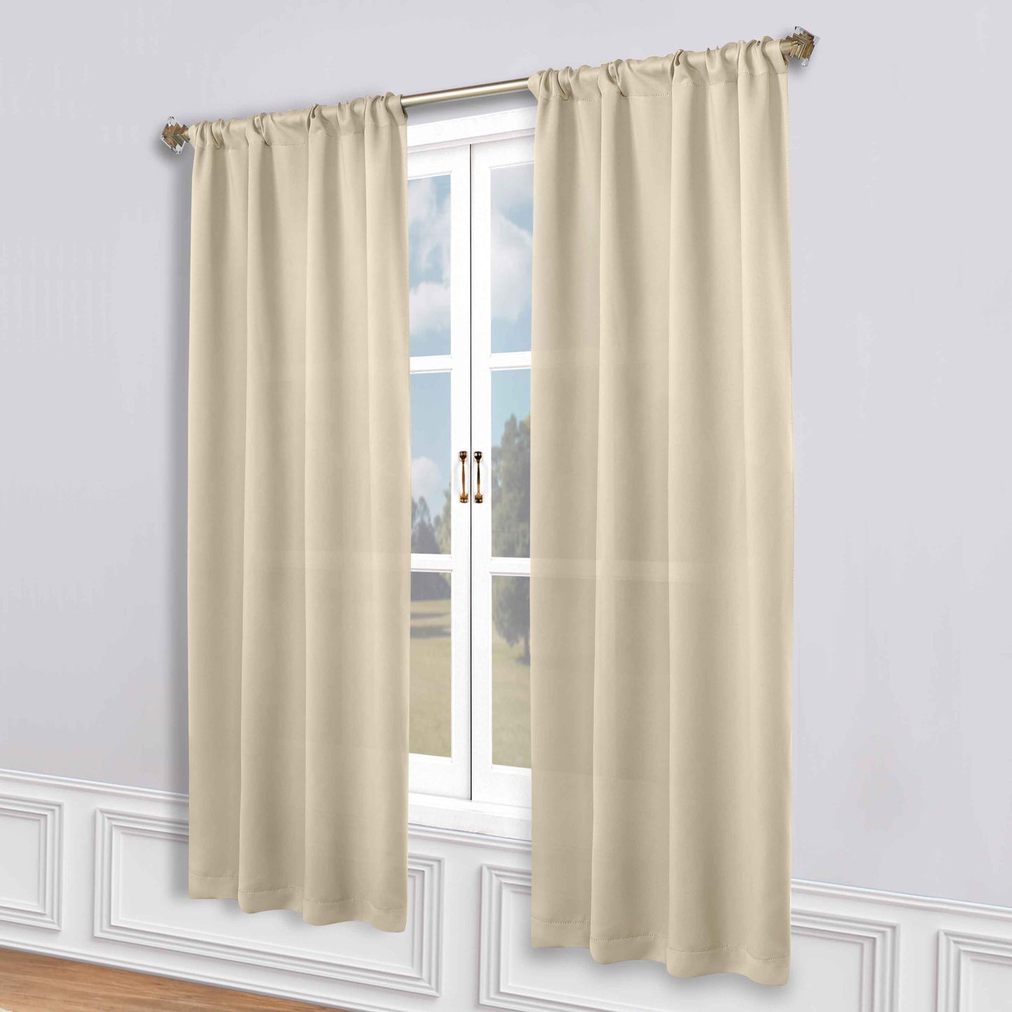 Solid Room Darkening Rod Pocket Blackout Curtain Panels. Set of 2