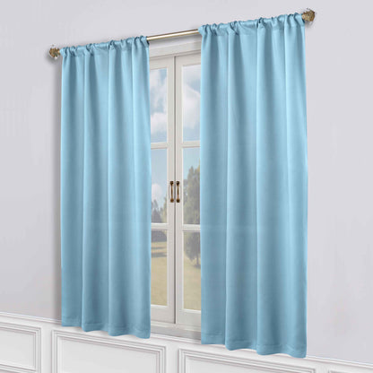 Solid Room Darkening Rod Pocket Blackout Curtain Panels. Set of 2