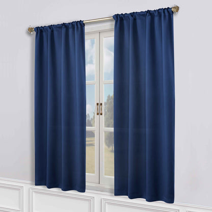 Solid Room Darkening Rod Pocket Blackout Curtain Panels. Set of 2