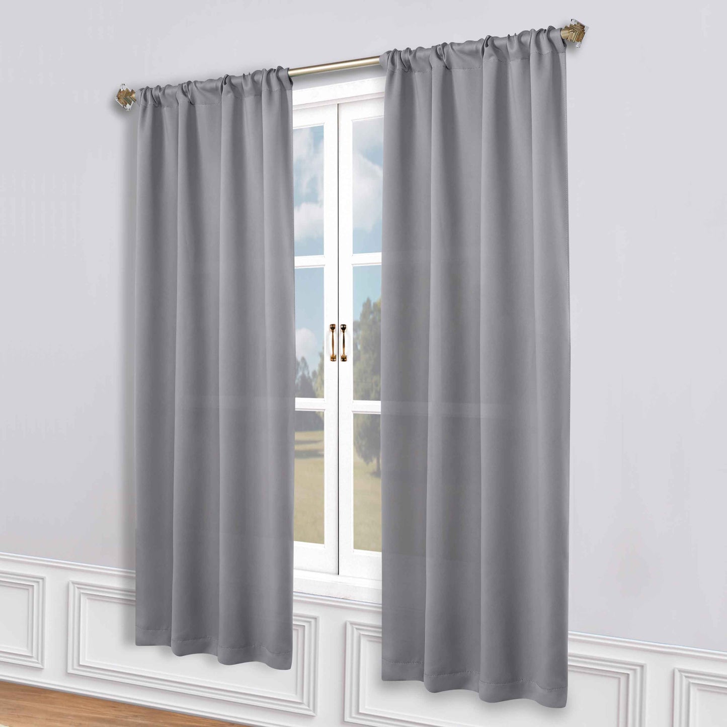 Solid Room Darkening Rod Pocket Blackout Curtain Panels. Set of 2