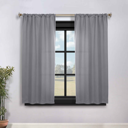 Solid Room Darkening Rod Pocket Blackout Curtain Panels. Set of 2