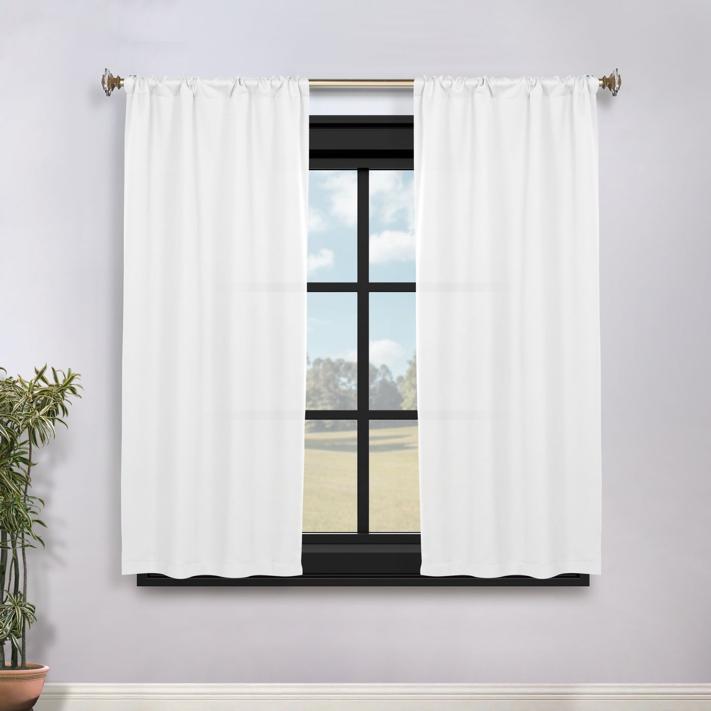 Solid Room Darkening Rod Pocket Blackout Curtain Panels. Set of 2