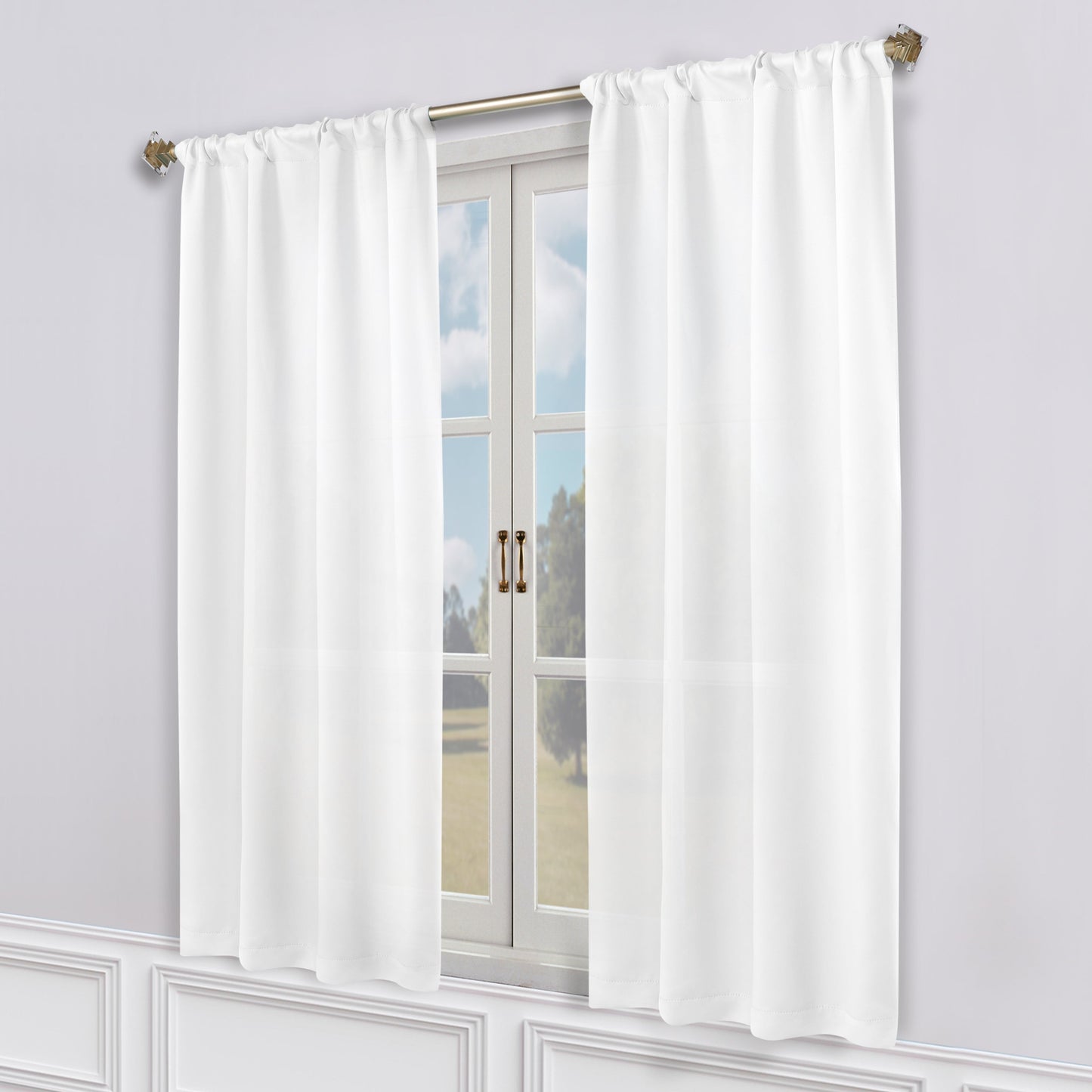 Solid Room Darkening Rod Pocket Blackout Curtain Panels. Set of 2