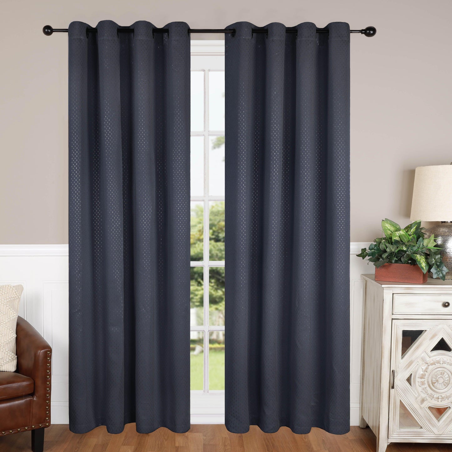 Modern Shimmer Washable Room Darkening Blackout Curtains. Set of 2