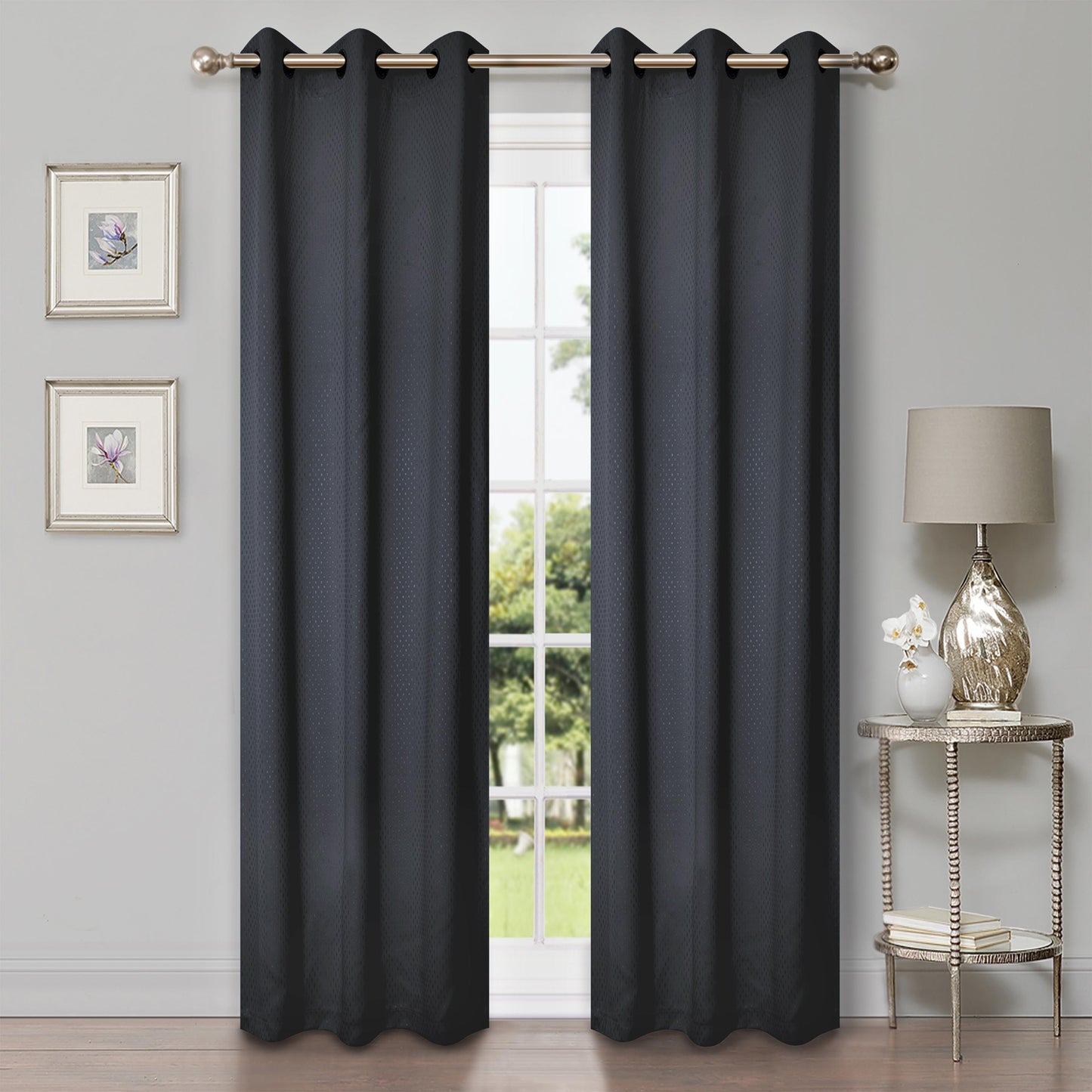 Modern Shimmer Washable Room Darkening Blackout Curtains. Set of 2