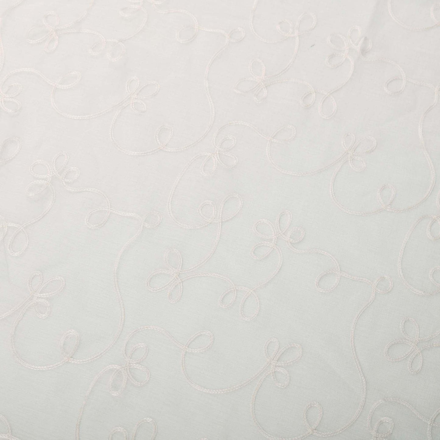 Traditional Embroidered Scroll Sheer Grommet Curtain Panel Set