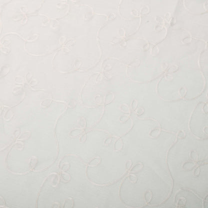 Traditional Embroidered Scroll Sheer Grommet Curtain Panel Set