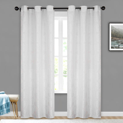 Venetian Damask Jacquard Grommet Traditional Curtain Panel Set