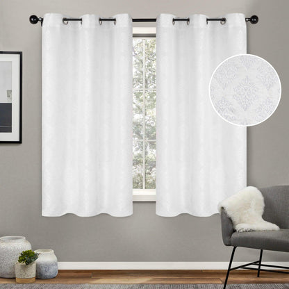 Venetian Damask Jacquard Grommet Traditional Curtain Panel Set