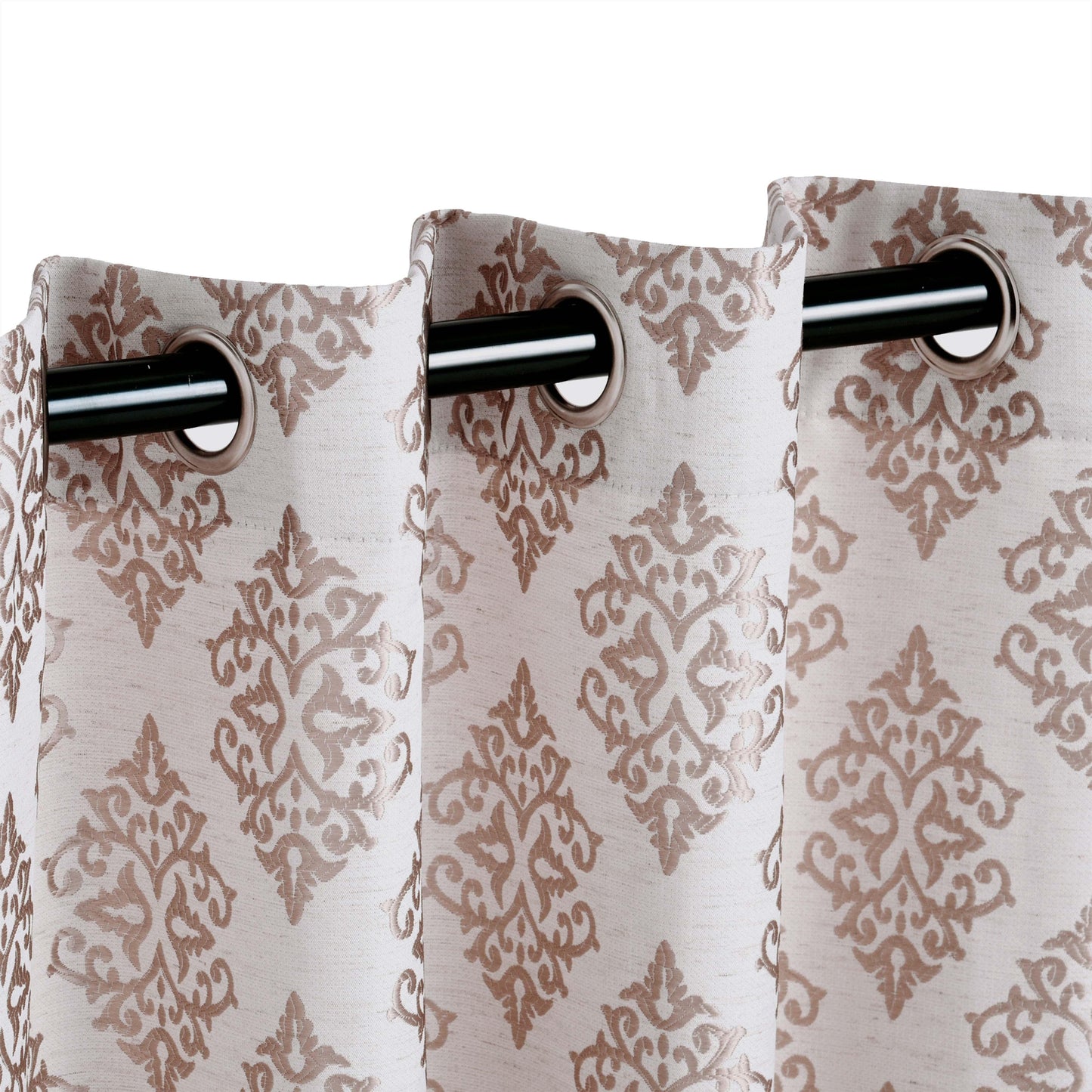Venetian Damask Jacquard Grommet Traditional Curtain Panel Set