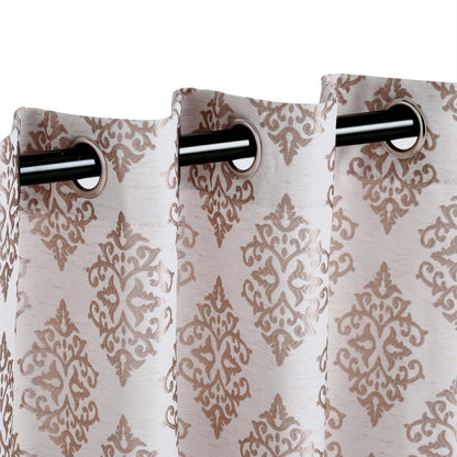 Venetian Damask Jacquard Grommet Traditional Curtain Panel Set