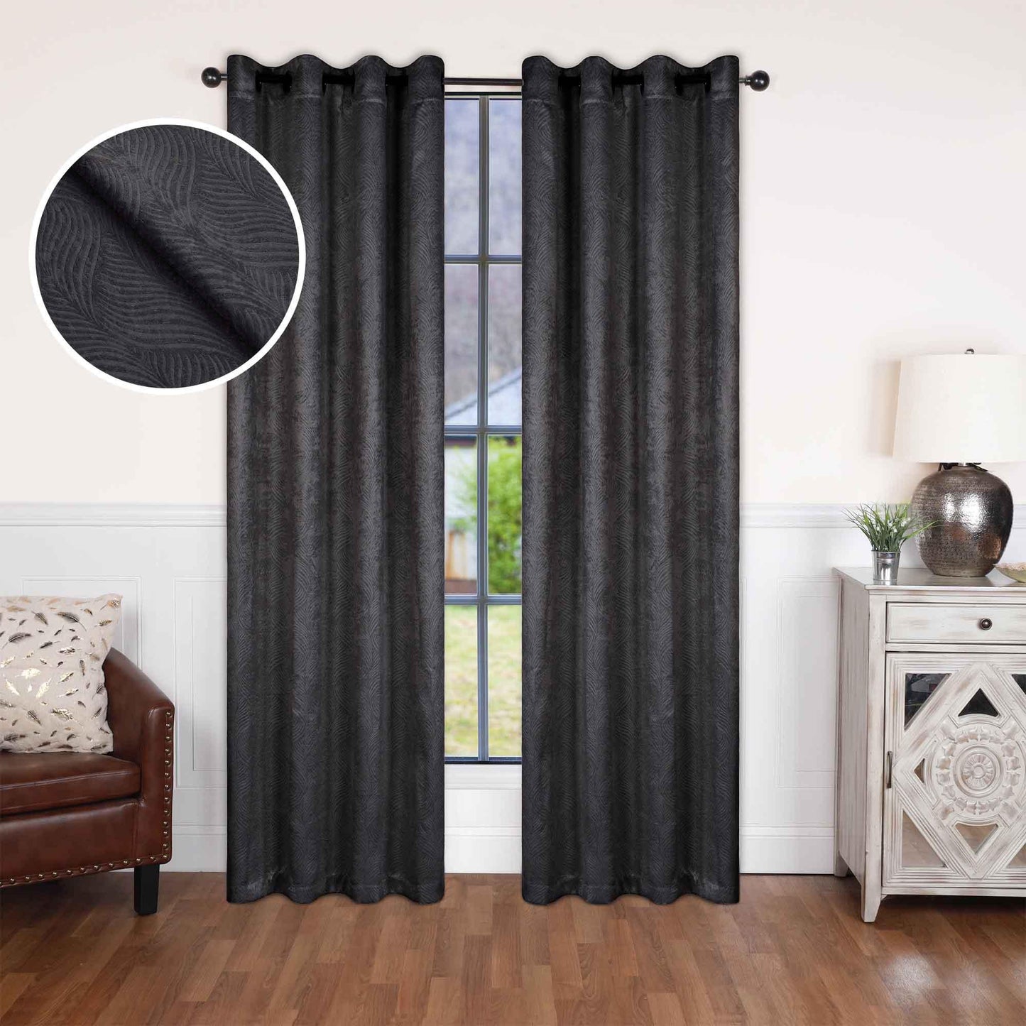 Waverly Geometric Washable Room Darkening Blackout Curtains. Set of 2