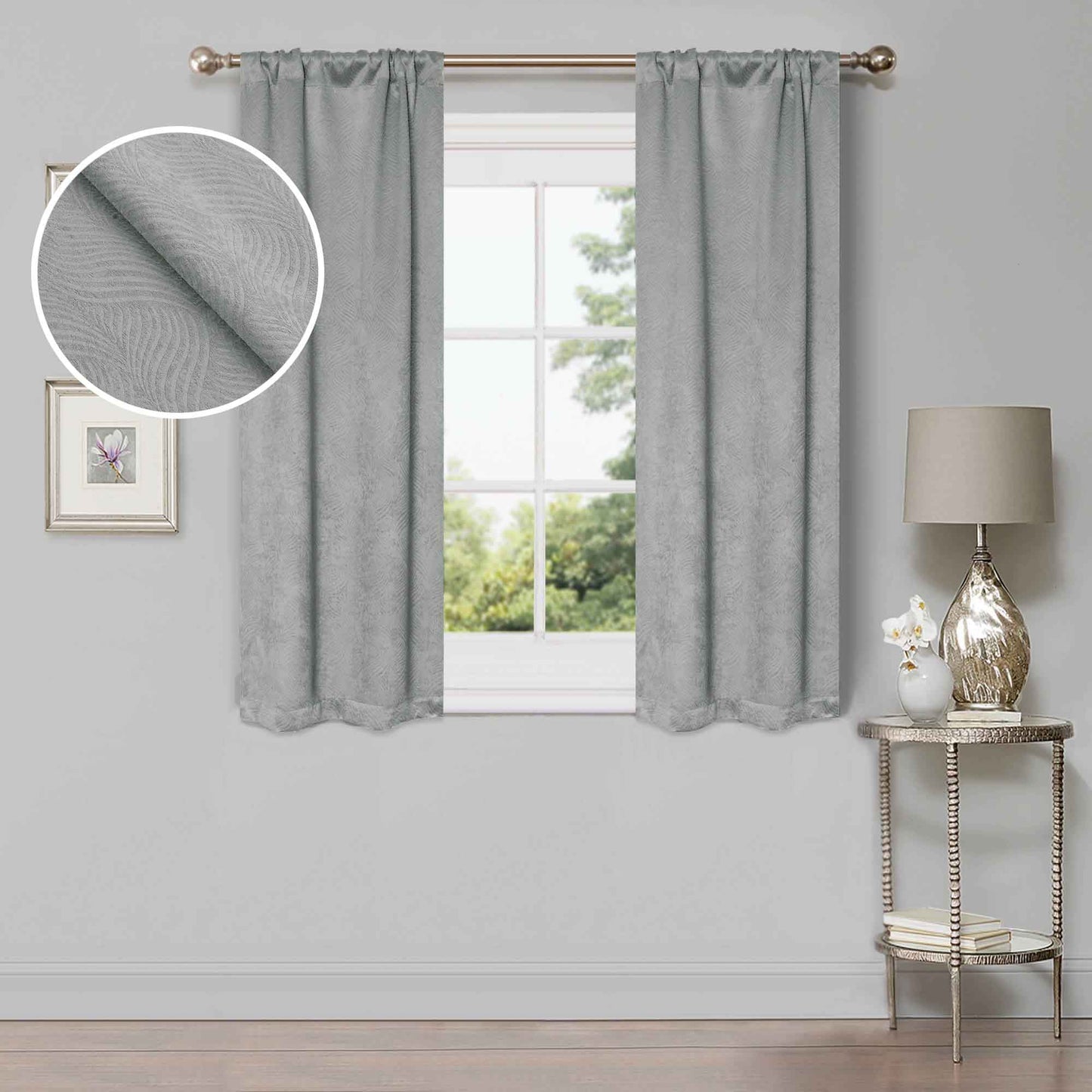 Waverly Geometric Washable Room Darkening Blackout Curtains. Set of 2