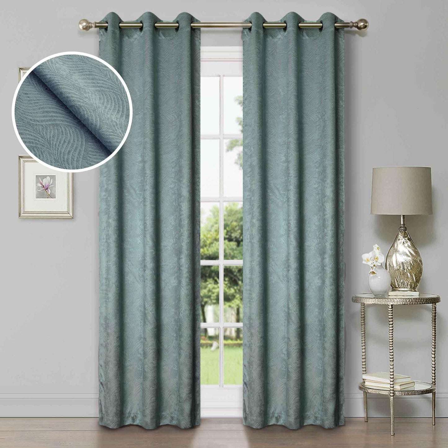 Waverly Geometric Washable Room Darkening Blackout Curtains. Set of 2