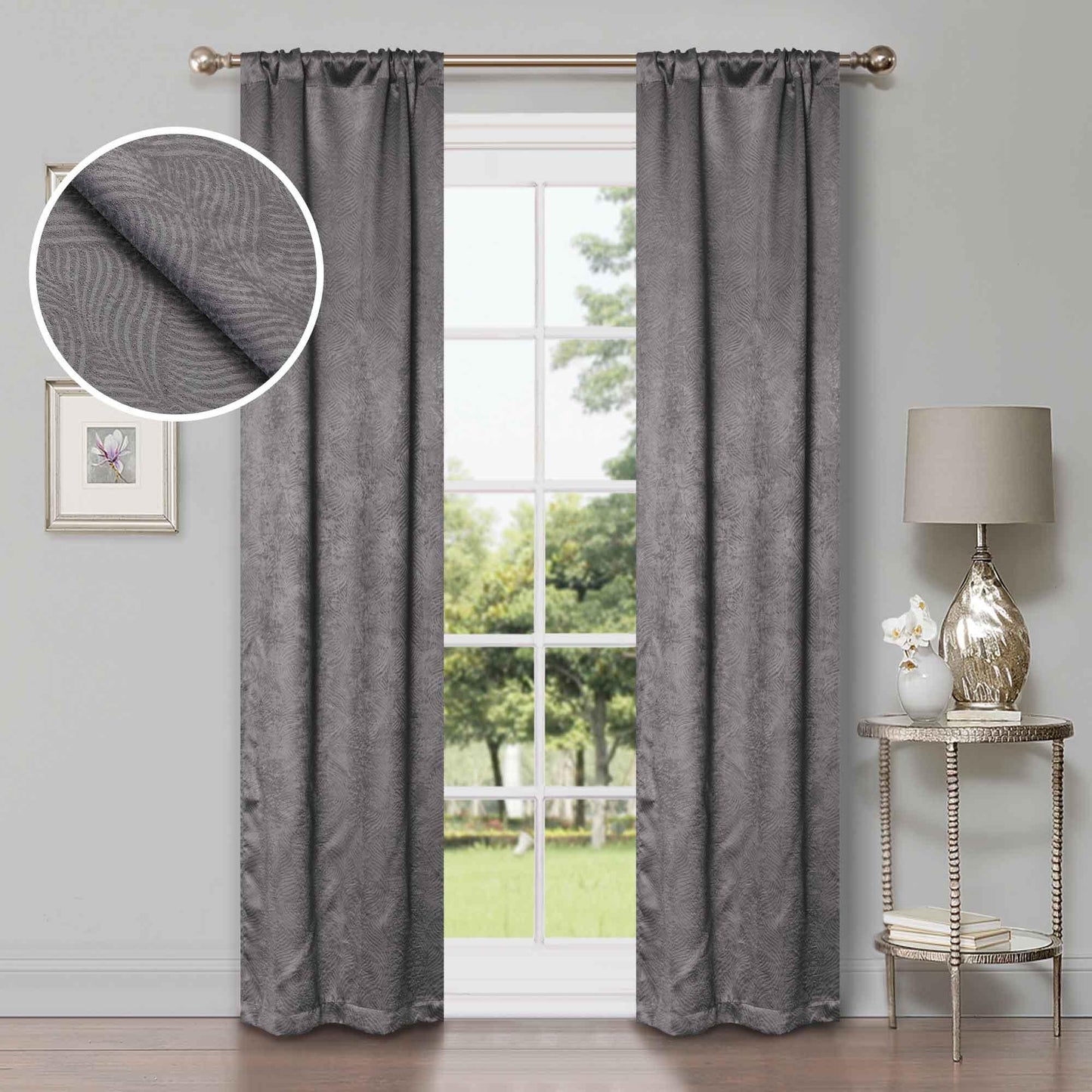 Waverly Geometric Washable Room Darkening Blackout Curtains. Set of 2