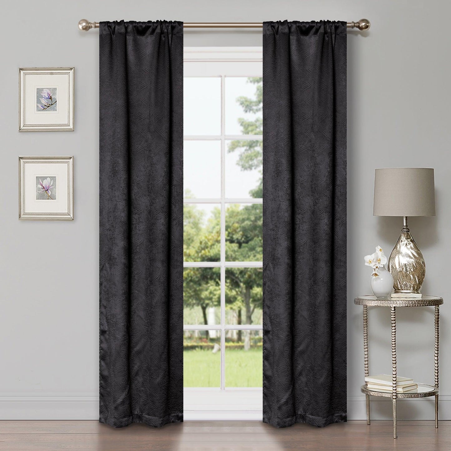 Waverly Geometric Washable Room Darkening Blackout Curtains. Set of 2