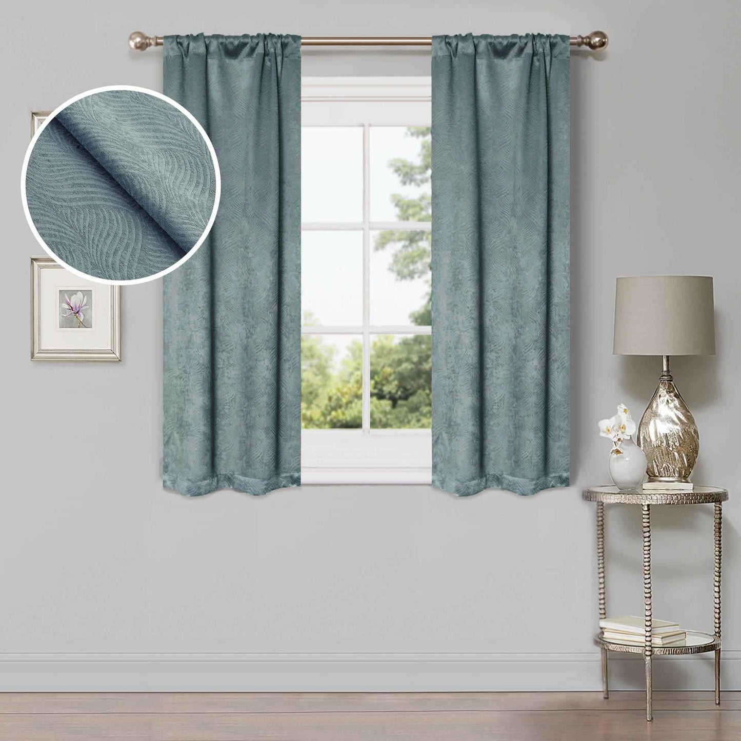 Waverly Geometric Washable Room Darkening Blackout Curtains. Set of 2