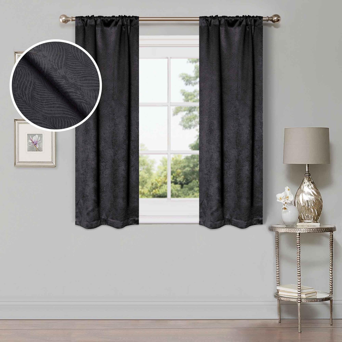 Waverly Geometric Washable Room Darkening Blackout Curtains. Set of 2