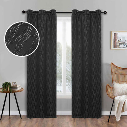 Zuri Textured Waves Room Darkening Blackout Curtains. Set of 2