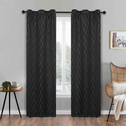 Zuri Textured Waves Room Darkening Blackout Curtains. Set of 2
