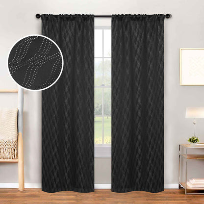 Zuri Textured Waves Room Darkening Blackout Curtains. Set of 2
