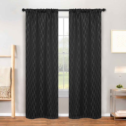 Zuri Textured Waves Room Darkening Blackout Curtains. Set of 2