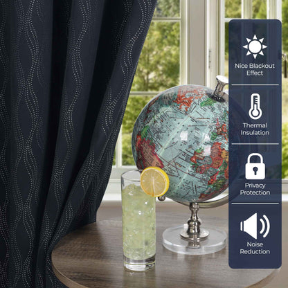 Zuri Textured Waves Room Darkening Blackout Curtains. Set of 2